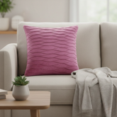 Fabric-Crafted Purple Cushion Cover – 12"x12" | Elegant Wave Layered Texture | Premium Poly Cotton