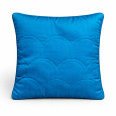 Fabric Crafted Cushion Cover – Turquoise | 12"x12" | Poly Cotton | Modern Quilted Arc Design