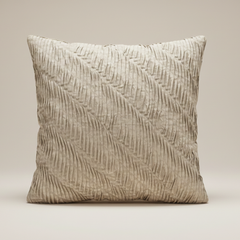 Fabric-Crafted Beige Cushion Cover – 24"x24" | Textured Wave Design | Premium Poly Cotton