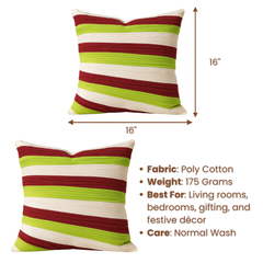 Fabric-Crafted Cream Cushion Cover – 16"x16", Multi-Stripe Textured Design in Premium Poly Cotton