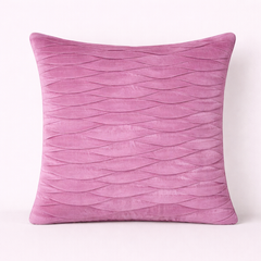 Fabric-Crafted Purple Cushion Cover – 12"x12" | Elegant Wave Layered Texture | Premium Poly Cotton