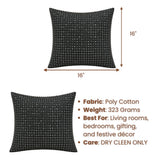Handcrafted Black Beaded Cushion Cover – 16"x16" | Premium Poly Cotton | Elegant Handcrafted Design