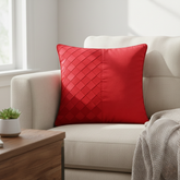Fabric-Crafted Cushion Cover – Red | 12"x12" | Poly Cotton | Bold & Elegant