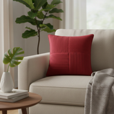 Fabric-Crafted Maroon Cushion Cover – 12"x12" | Elegant Pleated Texture | Premium Poly Cotton