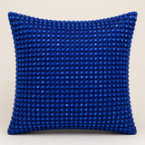 Handcrafted Royal Blue Beaded Cushion Cover – 12"x12" | Premium Poly Cotton | Elegant Handcrafted Design