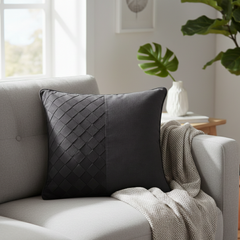 Fabric-Crafted Black Cushion Cover – 12"x12" | Poly Cotton Fabric | Bold & Sophisticated