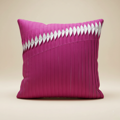 Fabric Crafted Pink Cushion Cover – 16"x16" | Premium Poly Cotton
