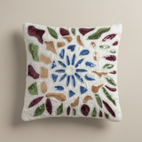 Handcrafted White Cushion Cover – 12"x12" | Artistic Multi-Color Embroidered Floral Design | Premium Poly Cotton