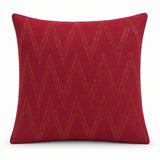Handcrafted Cushion Cover – Red | 16"x16" | Zigzag Embroidered Decorative Cushion Cover