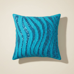 Handcrafted Turquoise Cushion Cover – 16"x16" | Premium Poly Cotton