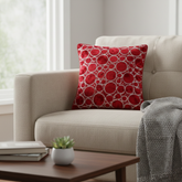 Machine-Crafted Bright Maroon Cushion Cover – 12"x12" | Circular Embroidered Design | Premium Poly Channel Fabric