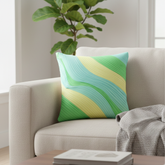 Fabric-Crafted Green Cushion Cover – 12"x12" | Triple-Tone Pleated Waves | Premium Poly Cotton