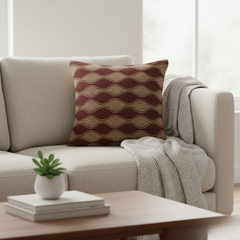 Handcrafted Maroon Cushion Cover – 16"x16", Premium Poly Cotton