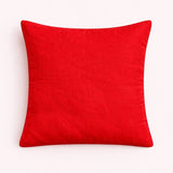 Hand Crafted Cushion Cover – Red | 16"x16" | Poly Cotton | Embroidered Sequin Rosette Design