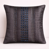 Hand Crafted Cushion Cover – Black | 16"x16" | Poly Cotton | Textured Panel Design