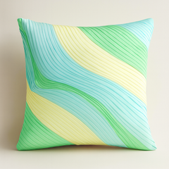Fabric-Crafted Green Cushion Cover – 12"x12" | Triple-Tone Pleated Waves | Premium Poly Cotton