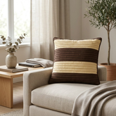 Fabric Crafted Cushion Cover – Brown | 12"x12" | Poly Cotton | Premium Textured Design