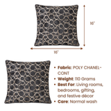 Machine-Crafted Black Cushion Cover – 16"x16" | Circular Embroidered Design | Premium Poly Channel Fabric