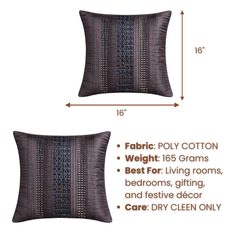 Hand Crafted Cushion Cover – Black | 16"x16" | Poly Cotton | Textured Panel Design