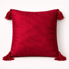Hand Crafted Cushion Cover – Maroon | 12"x12" | Poly Cotton | Embroidered Medallion Design