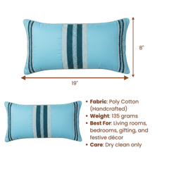 Handcrafted Turquoise Bolster Cover – 19"x8" | Premium Poly Cotton