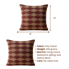 Handcrafted Maroon Cushion Cover – 16"x16", Premium Poly Cotton
