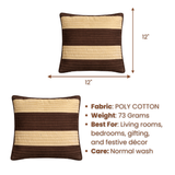 Fabric Crafted Cushion Cover – Brown | 12"x12" | Poly Cotton | Premium Textured Design