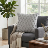 Fabric Crafted Cushion Cover – Ivory | 16"x16" | Poly Cotton Fabric | Elegant Embossed Wavy Pattern Design