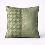 Fabric-Crafted Cushion Cover – Green | 12"x12" | Poly Cotton | Fresh & Elegant