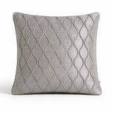 Fabric Crafted Cushion Cover – Ivory | 16"x16" | Poly Cotton Fabric | Elegant Embossed Wavy Pattern Design