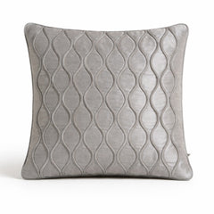 Fabric Crafted Cushion Cover – Ivory | 16"x16" | Poly Cotton Fabric | Elegant Embossed Wavy Pattern Design