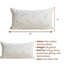 Handcrafted Cream Bolster Cover – 19"x8", Premium Poly Cotton