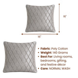 Fabric Crafted Cushion Cover – Ivory | 16"x16" | Poly Cotton Fabric | Elegant Embossed Wavy Pattern Design
