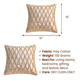 Hand Crafted Cushion Cover – Beige | 16"x16" | Poly Cotton | Premium Beaded Embroidery Design