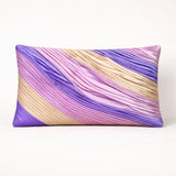 Fabric Crafted Bolster Cover – Purple | 16"x9" | Poly Cotton Fabric | Abstract Pleated Wave Design