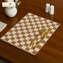 Fabric Crafted Checkered Placemat – Brown, 13"x19"