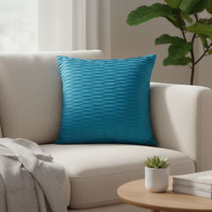 Fabric Crafted Turquoise Cushion Cover – 24"x24" | Premium Poly Cotton