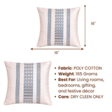 Hand Crafted Cushion Cover – White | 16"x16" | Poly Cotton | Textured Panel Design