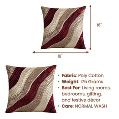 Fabric Crafted Cushion Cover – Bronze | 16"x16" | Poly Cotton Fabric | Elegant Wavy Textured Design