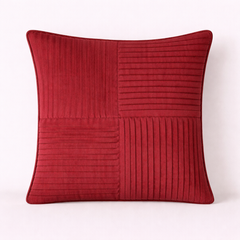 Fabric-Crafted Maroon Cushion Cover – 12"x12" | Elegant Pleated Texture | Premium Poly Cotton