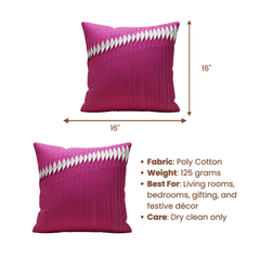 Fabric Crafted Pink Cushion Cover – 16"x16" | Premium Poly Cotton