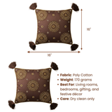 Handcrafted Brown Cushion Cover – 16"x16", Premium Poly Cotton