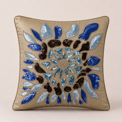 Handcrafted Cushion Cover – Beige | 16"x16" | Designer Poly Cotton Cushion Cover