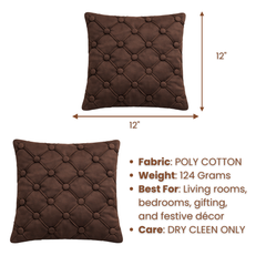 Hand Crafted Cushion Cover – Clay | 12"x12" | Poly Cotton | Diamond Button Tufted Design