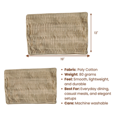 Set of 6 - Fabric-Crafted Sand Placemat – 13"x19", Premium Poly Cotton