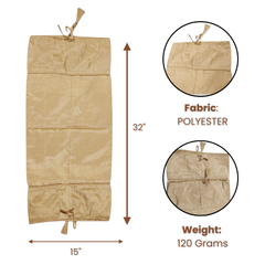 Fabric-Crafted Gold Bolster Cover – 15"x32" | Premium Polyester | Drawstring Closure | Lightweight & Durable