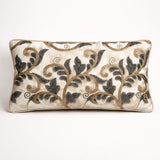 Machine Crafted Bolster Cover – Cream | 20"x8" | Poly Chenille Fabric | Embroidered Floral Design