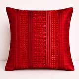 Hand Crafted Cushion Cover – Maroon | 12"x12" | Poly Cotton | Textured Panel Design