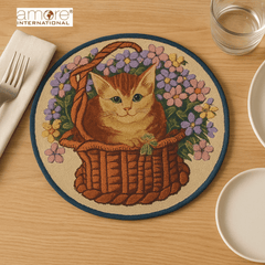 Tapestry Doily – Brown Jacquard Woven, 12"x12"