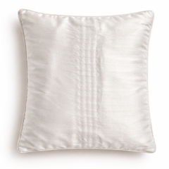 Hand Crafted Cushion Cover – White | 16"x16" | Poly Cotton | Textured Panel Design